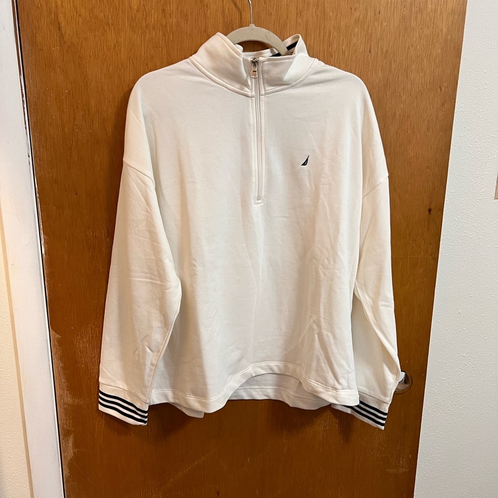 Nautica Women’s Cream Zip-Up Sweater